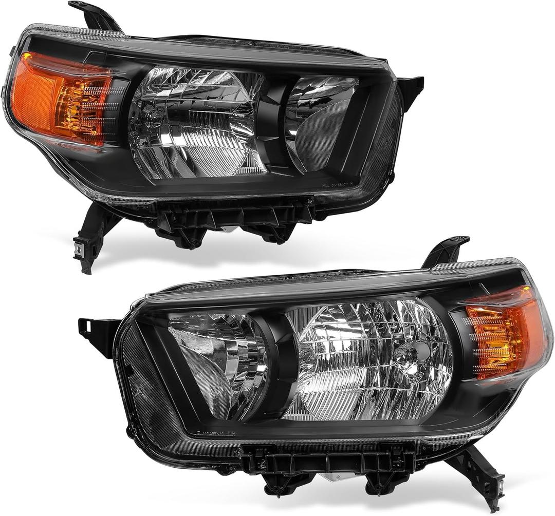 AUTOSAVER88 Headlight Assembly Compatible with 2010 2011 2012 2013 4Runner Limited/ SR5 Models (w/o Trail Package) Headlamp Replacement Black Housing Amber Reflector Clear Lens