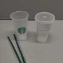 2 x Starbucks 2 Pack Bundle - Reusable Frosted 24 oz Cold Cups with Lid and Green Straw w/Stopper