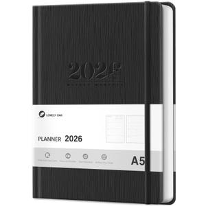 2026 Planner, Weekly and Monthly Planners, Faux Leather Daily Calendar 2026 Planner, 12 Month Agenda from Jan. to Dec., Hardcover Habit Tracker Journal 5.75" x 8.4"(Black)