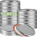 Canning Lids,12 Sets 3.39 inch86mm Jar Lids with Wide Mouth Jars,Upgrade Canning Lids with Rings,Split-Type with Leak Proof & Airtight,For Canning Food&Fruits DIY&Jam,Food Grade Material