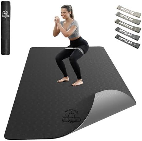HAPBEAR Yoga Mat Extra Wide Non-Slip Exercise Mat for Home Workout, Yoga, Pilates & Stretching, Durable & Eco-Friendly, Includes Bonus Resistance Bands & Carry Bag
