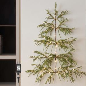 Hairui Lighted Norfolk Pine Wall Tree with Timer 4FT 140 Warm White LED Fairy Lights, Vine Garland with Lights for Home Fireplace Room Window Christmas Decoration Indoor Outdoor