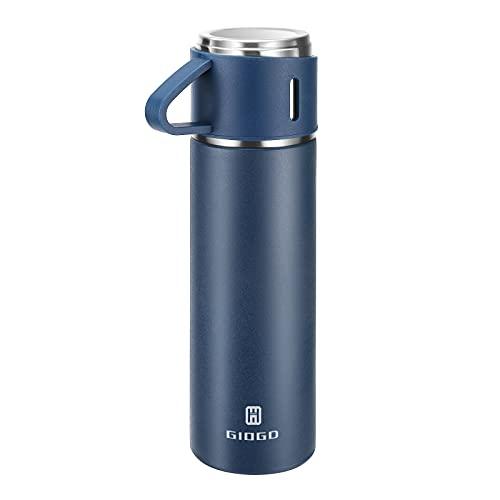 Stainless Steel Thermo 500ml/16.9oz Vacuum Insulated Bottle with Cup for Coffee Hot Drink And Cold Drink Water Flask.(Blue,Single)