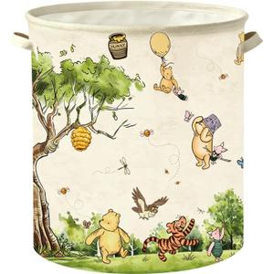 Classic Winnie Nursery Hampers Baby Clothing Hamper Toys Bin 50 x 40 Inch Large Laundry Basket Waterproof Collapsible Canvas Storage Baskets, Neutral Bedroom Decor Supplies
