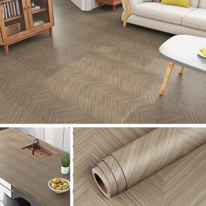 Livelynine 15.8x197 Inch Chevron Wood Floor Contact Paper Waterproof Linoleum Flooring Roll for Bathroom Floor Vinyl Wrap Kitchen Cabinet Contact Paper Self Adhesive Vinyl Flooring Rolls Laminate