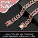 LEIFIDE Dog Chain Collar Diamond Link Puppy Collar 12 mm Wide Dog Necklace Metal Cat Chain Pet Crystal Necklace Jewelry Accessories for Small Medium Large Pet(16 Inch,Rose Gold, Pink)