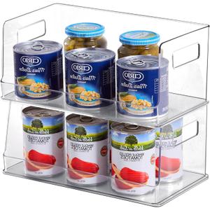 vacane 13" Wide Stackable Storage Bins Open Front, Towel Storage Shelf Snack Organizer Basket for Household Cabinets, Pantry, Kitchen, Bathroom, 2 Pack