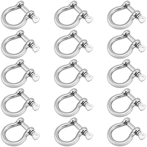 JEUIHAU 1/4 Inch 304 Stainless Steel Shackle, Heavy Duty Anchor Shackle, Screw Pin Anchor Shackle, Stainless Steel D Ring Shackles for Connection Rope and Chain, 485 Lbs Capacity