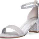 mysoft Women's Chunky Low Heels Open Toe Block Heeled Dress Ankle Strap Pump Wedding Sandals (8.5)