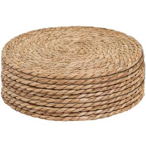 31 Packs 12 Inch Woven Placemats, 30cm Round Natural Rattan Tablemats, Water Hyacinth Rattan Chargers for Dining Table, Brown