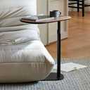 Modern C Shaped Side Table, with Adjustable Height and Swivel Top, Laptop Table, Sofa Table for Living Room, Bedroom, Study and Small Spaces, Walnut Wood