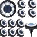 Flacchi Solar Lights Outdoor Waterproof - 2-in-1 Solar Powered Ground Lights Outdoor Solar Disk Light Landscape Light for Deck Step Patio Yard Pathway Walkway Driveway Garden (Cool White, 12 Pack)