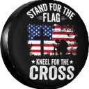 Spare Tire Cover American Flag Spare Tire Covers Weatherproof & Dustproof Wheel Protectors Universal Fit for Rv Trailer SUV Truck Camper Travel 17 Inch
