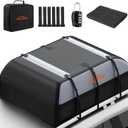 21 Cubic Feet Car Roof Bag 840D Waterproof Rooftop Cargo Carrier Bag for All Cars with/Without Racks Includes Anti-Slip Mat Storage Bag Combination Lock 6 Door Hooks