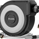 Wall Mount Retractable Garden Hose Reel, 50 ft, Automatic Self-Retracting, Metal Mounting Bracket, 1/2 Inch Hose Included