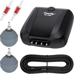 Pawfly Aquarium Air Pump with 4 Outlets Adjustable Quiet Oxygen Aerator Pump for Fish Tank with Accessories up to 500 Gallons