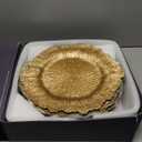 MAONAME 13" Gold Charger Plates, Round Reef Chargers for Dinner Plates, Plastic Plate Chargers for Table Setting, Wedding Decor, Set of 12