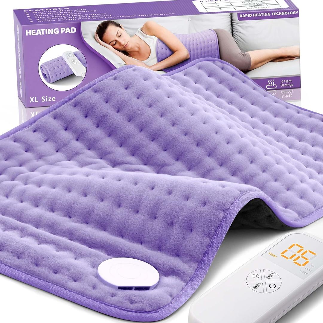 Heating Pad for Back Pain Cramps Relief - Electric Heating Pad for Neck/Shoulder/Muscle Pain - 6 Heat Settings, Auto Off, Moist Heat Options, Machine Washable, Mothers Day Gifts for Mom, Women - XL (12"x24")