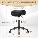 Saddle Stool Heavy Duty 400lbs - Ergonomic Thick Saddle Seat Cushion, Easy Height Adjustable, Healthy Posture No Pain, Smooth Rolling No Creaky Noises, Rolling Saddle Stool Chair with Wheels (Black1), 16.5 inches x 19 inches x 19 inches