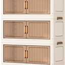 5 Tier Stackable Plastic Storage Bins with Lids Stackable Containers with Wheels and Magnetic, Folding Collapsible Boxes, Closet Organizers for Living Room, Office, Dorm (28, Quarts)