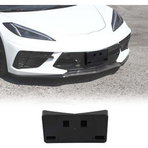 Front License Plate Mount Bracket Replacement Compatible with Chevrolet Corvette C8 2020-2026, ABS Front Bumper License Plate Frames Holder, License Plate Trim Base Replacement Kit (Black)