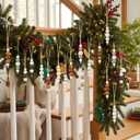 Leinuosen 24 Pcs Christmas Wood Bead Farmhouse Natural Boho Xmas Hanging Beads Ornaments Christmas Tree Wood Bead Hanging Decor for Home Xmas Tree Party Fireplace Garland Mantel Scandi Decor