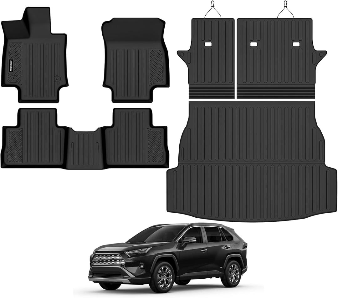 Floor Mats for Toyota RAV4 Hybrid 2019-2025, Trunk Mat and Backrest Mat All Weather TPE Protector for Toyota RAV4 Accessories