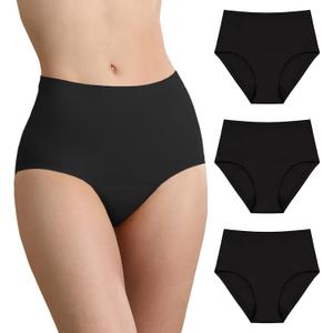 Washable Incontinence Leak Proof Underwear for Women Absorbent Panties Protective Briefs Postpartum 3 Pack (Black XL)