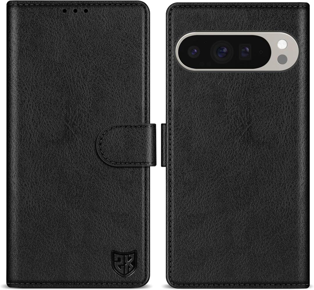 ZZXX for Google Pixel 10 Pro XL Wallet Case with [RFID Blocking] Card Slot Kickstand Magnetic Closure Leather Flip Fold Protective Phone Case for Pixel 10 Pro XL Case Wallet(Black-6.8 inch)