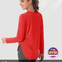 MAGCOMSEN Women's Sun Shirts UPF 80+ Long Sleeve Quick Dry Workout Tops (Red, S)
