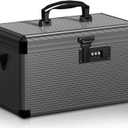 Medicine Lock Box with Code, Locking Medicine Box with Removable Tray & Pocket Bag, Portable First Aid Box for Home, 16 * 9.25 * 7.5 Inch (Black, X-Large-16inch)