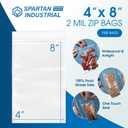 Spartan Industrial - 4 X 8 (1000 Count) 2 Mil Clear Reclosable Zip Plastic Poly Bags with Resealable Lock Seal Zipper