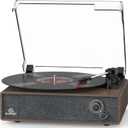 Record Player Built-in Stereo Speakers Vintage Turntable for Vinyl Records LP Phonograph Belt Drive 3 Speed 3 Size Support Wireless Input RCA Output Auto Stop Tone Adjustment Retro Wooden Walnut Brown