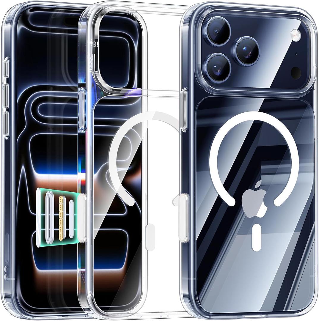 Maledan for iPhone 17 Pro Case Clear with MagSafe, Camera Control - Slim Magnetic 17 Pro Case, Military Drop Protection Phone Cover for iPhone 17 Pro, Non-Yellowing Transparent