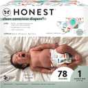 The Honest Company Clean Conscious Diapers | Plant-Based, Sustainable | Winter '24 Limited Edition Prints | Club Box, Size 1 (8-14 lbs), 78 Count