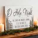LITIVY Christmas Wall Art O Holy Night Christmas Decor Wooden Black & White Pine Tree Wall Sign Winter Decorations (White, 16x24)