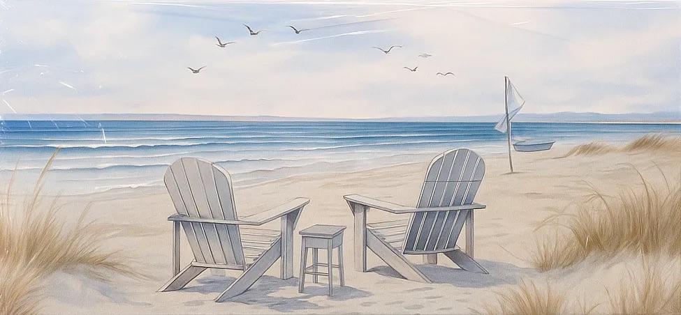 Beach Canvas Wall Art for Bedroom - Seascape Pictures Wall Art for Living Room - Bathroom Wall Art Decor Size 24" x 48"