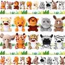 Leitee 10 Pcs Mini Safari Stuffed Animals Bulk 4.8'' Small Jungle Plush Stuffed Animals Toy Lion Tiger Elephant Giraffe Forest Plush Keychain for Theme Party Favor Classroom Award Birthday Baby Shower