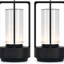 Portable Metal Table Lamp for Indoor/Outdoor ,Rechargeable Cordless LED Lamp, 3-Colour Infinitely Dimming Battery Powered Small Desk Lamp, Restaurant/Bedroom/Bar/Coffee/Camping Light (Black Set of 2)