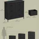 SONGMICS Dresser for Bedroom, Chest of Drawers, TV Stand, Steel, MDF, 6 Non-Woven Fabric Drawers, Storage Organizer Unit, Closet, Entryway, Ink Black and Ebony Black ULGS123B01S