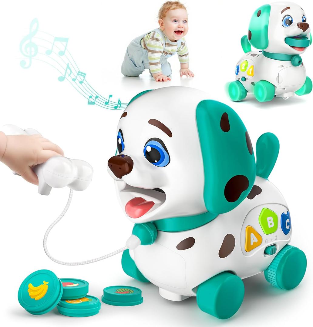 Musical Bilingual Toys for 1 Year Old Boy Gifts, Educational Baby Toys 6-12-18 Months, 1st Birthday Boy Gifts for 1 Year Old Girl Presents, Learning Puppy for Toddlers (Green)