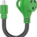 RVGUARD 30 Amp to 110 Volt RV Adapter Cord 12 Inch, NEMA 5-15P to NEMA TT-30R Electrical Power Adapter with LED Power Indicator, Green, ETL Listed