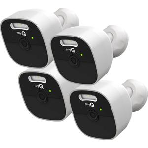 MyQ Outdoor Battery Camera | 2K Camera, Color Night Vision, Spotlight, Motion Alerts, Live View with Two-Way Talk, Wireless, Weather-Resistant, Outdoor, White, 4 Pack