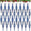 Halloscume 32 Pcs 3.54 Inches Blue Finial Drop Christmas Ornaments Vintage Christmas Ornaments Matte Glitter Xmas Hanging Decor for Tree Decoration Holiday Decor