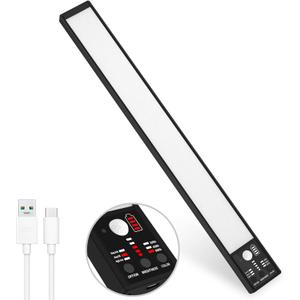 YELKO Motion S Ensor Cabinet Light, 3200mAh 15.8inch Under Cabinet Lighting Battery Operated, 116LEDs Rechargeable led Lights for Kitchen cabinets,Cordless Dimmable Under Counter Lights