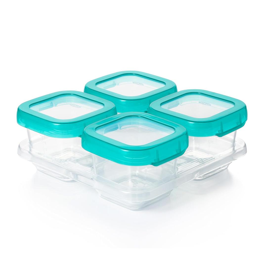 OXO Tot Baby Blocks Food Storage Containers, Teal, 6 oz