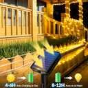 Solar Rope Lights, 20FT 60 LED Solar Fairy Lights with 8 Lighting Modes, IP65 Waterproof Strip Light Outdoor for Garden Yard Patio Deck Fence Tree Party Holiday Decoration, Warm White