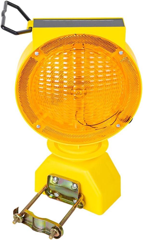 Solar Flashing Traffic Lights Solar Warning Lights Industrial Warning Traffic Safety Barricade Signal Flashing  Sided Visibility LED (Amber)