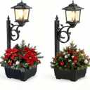 2 Pack Solar Lamp Post Light with Planter, 2 in 1 Outdoor Flower Pots, 3000K Solar Lamps Outdoor Waterproof, Wall Mount or Freestanding for Garden, Patio, Yard, Front Porch(Flowers not Included)