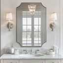 ANDY STAR 24x36 Inch Chrome Mirror, Scalloped Bathroom Mirror, Polished Chrome Framed Mirror in Anti-Rust Stainless Steel Metal Thin Frame Deep 1, Unique Scalloped Edge Design
